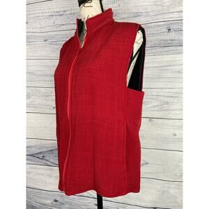 Chicos 1 Silk Zip Vest Womens M Lined Crinkle Pockets Soft Sleeveless Mock Neck